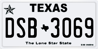 TX license plate DSB3069