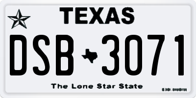 TX license plate DSB3071