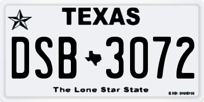 TX license plate DSB3072