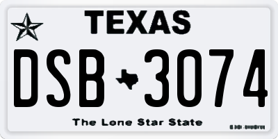 TX license plate DSB3074