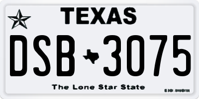 TX license plate DSB3075
