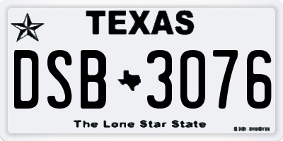 TX license plate DSB3076