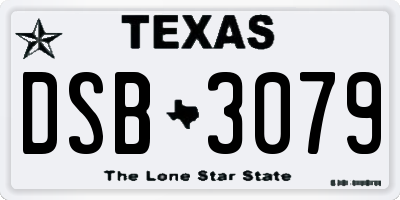 TX license plate DSB3079