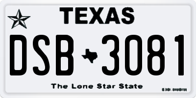TX license plate DSB3081