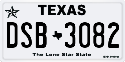 TX license plate DSB3082