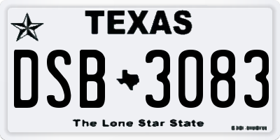 TX license plate DSB3083