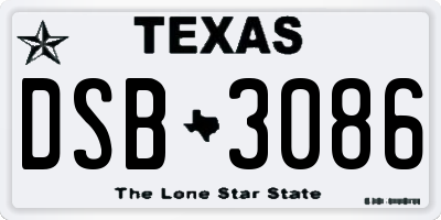 TX license plate DSB3086