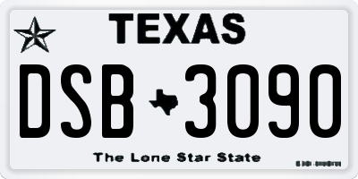 TX license plate DSB3090