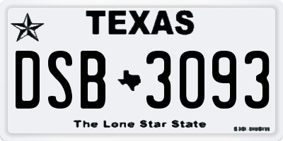 TX license plate DSB3093