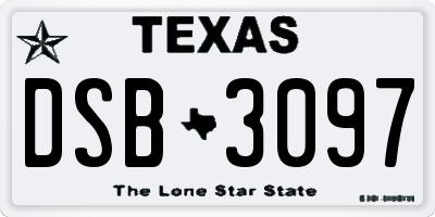 TX license plate DSB3097