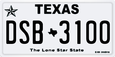 TX license plate DSB3100