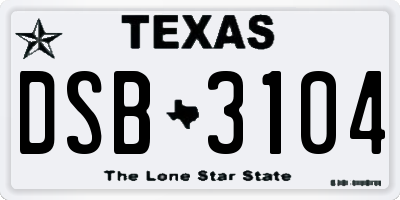 TX license plate DSB3104