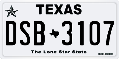 TX license plate DSB3107