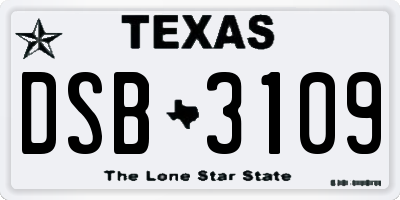 TX license plate DSB3109