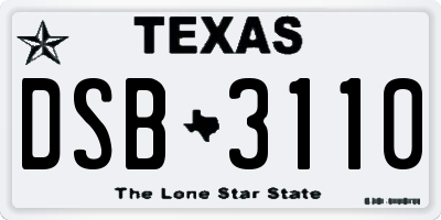 TX license plate DSB3110