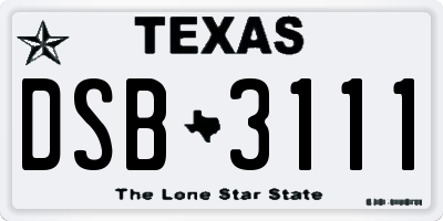 TX license plate DSB3111