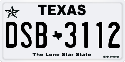 TX license plate DSB3112