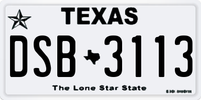 TX license plate DSB3113