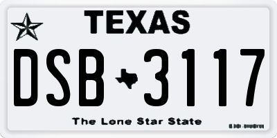 TX license plate DSB3117