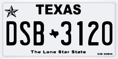 TX license plate DSB3120
