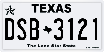 TX license plate DSB3121
