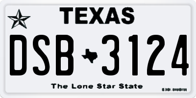 TX license plate DSB3124
