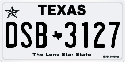 TX license plate DSB3127