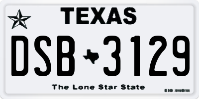 TX license plate DSB3129