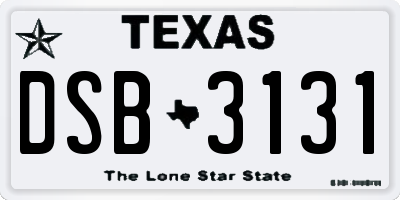 TX license plate DSB3131
