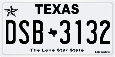 TX license plate DSB3132