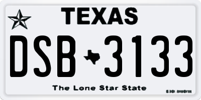 TX license plate DSB3133