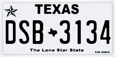 TX license plate DSB3134