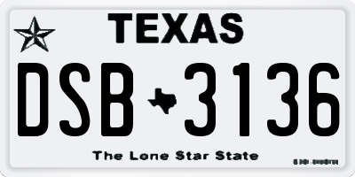 TX license plate DSB3136
