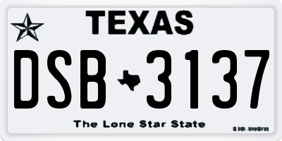 TX license plate DSB3137