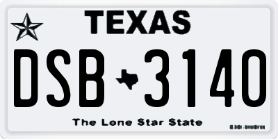 TX license plate DSB3140