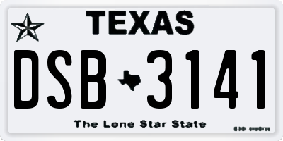 TX license plate DSB3141