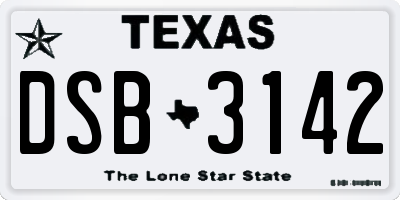 TX license plate DSB3142