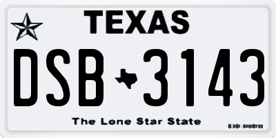 TX license plate DSB3143