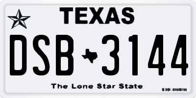 TX license plate DSB3144
