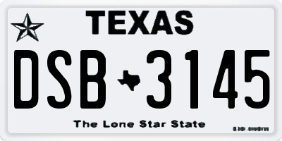 TX license plate DSB3145
