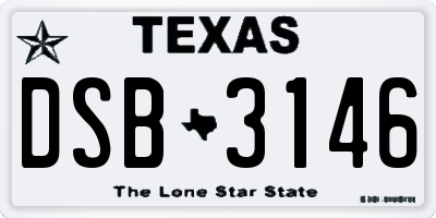 TX license plate DSB3146