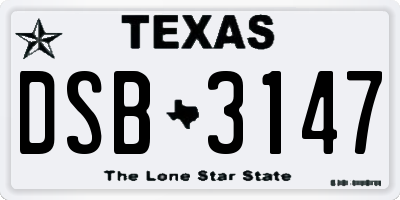 TX license plate DSB3147