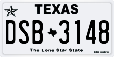 TX license plate DSB3148