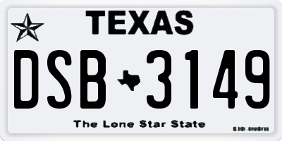 TX license plate DSB3149