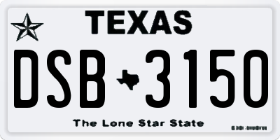 TX license plate DSB3150