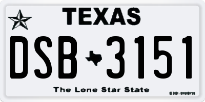 TX license plate DSB3151