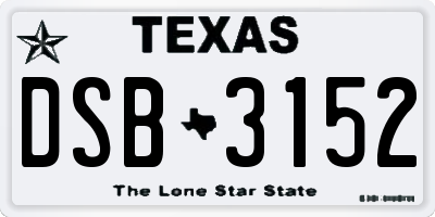 TX license plate DSB3152