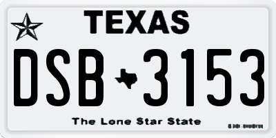 TX license plate DSB3153