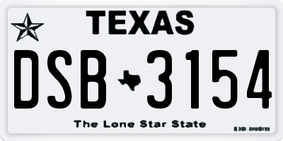 TX license plate DSB3154