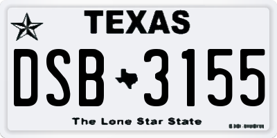 TX license plate DSB3155